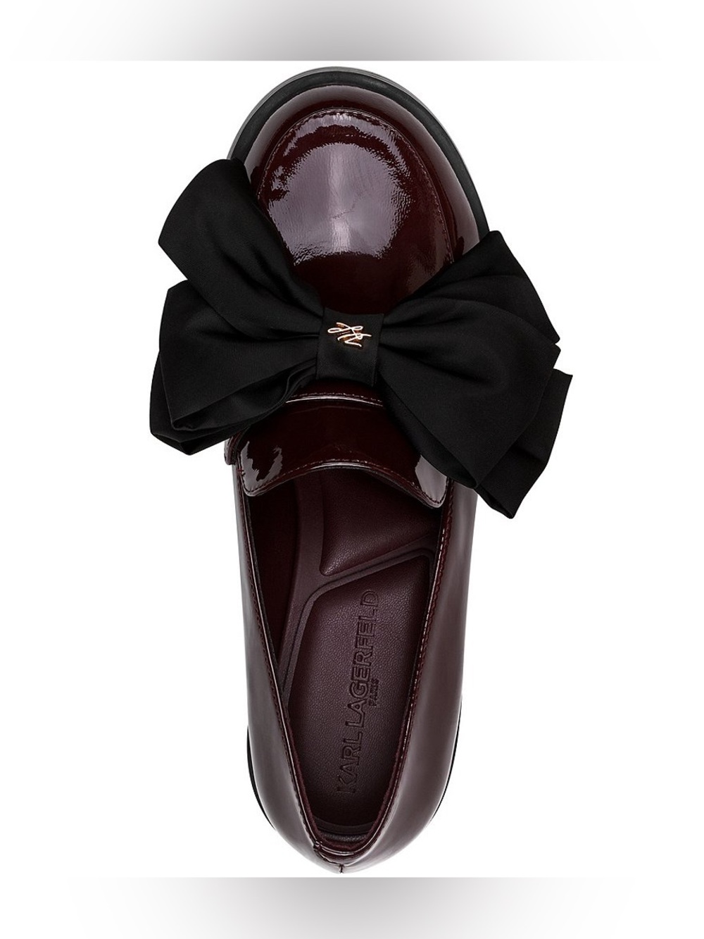 NWT KARL LAGERFELD PARIS Camilia Patent Leather Bow Detail Loafer Pumps Sz 8 - Picture 5 of 14